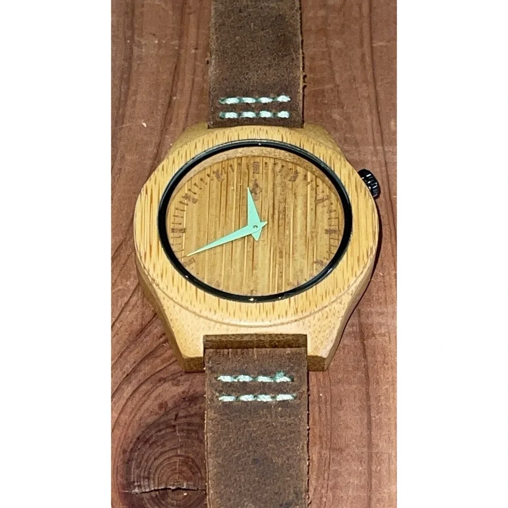 The Ridge Apache Pine Watch Men 45mm Wood Brown Leather Band